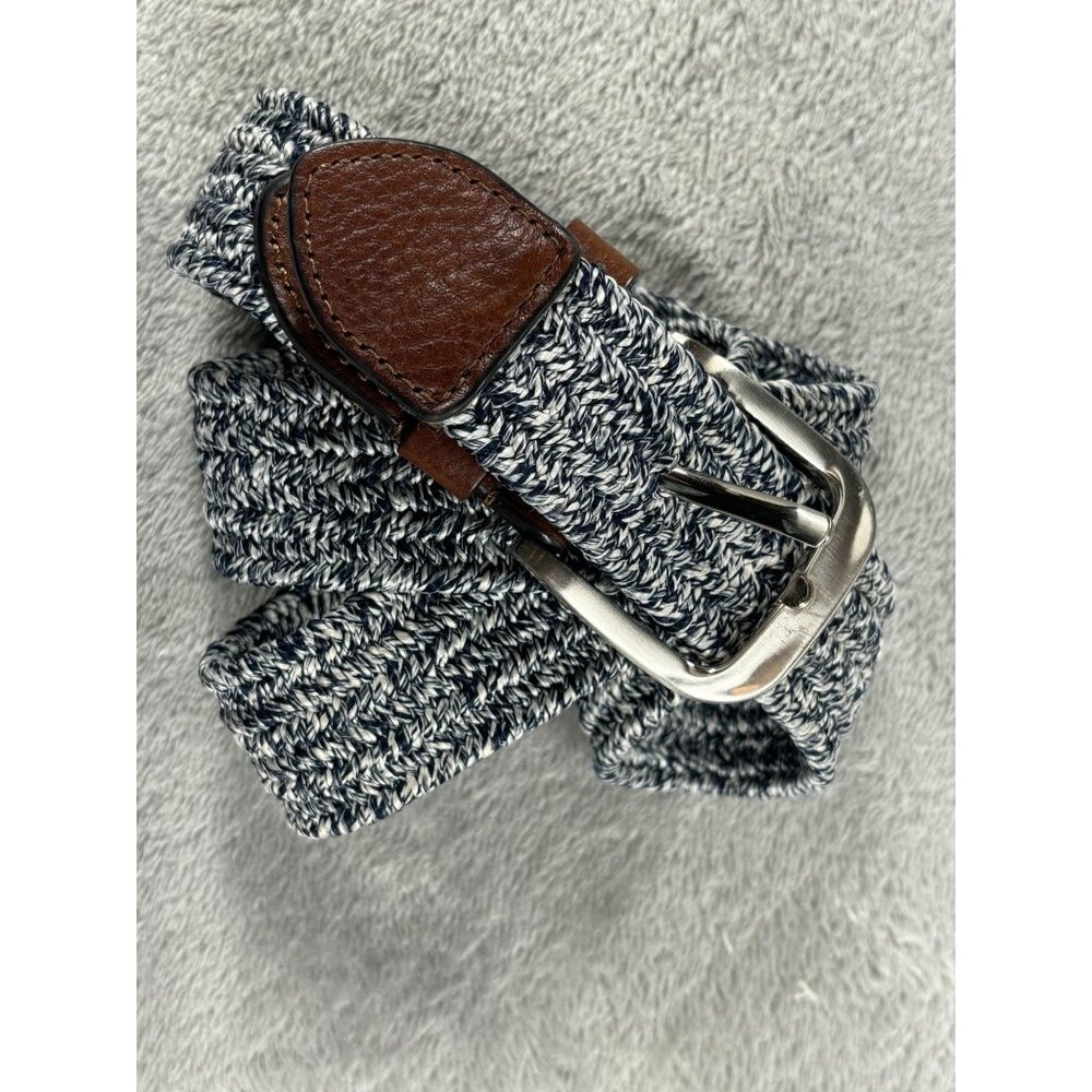 Tommy Bahama Genuine Leather & Woven Stretch Belt M 34/36